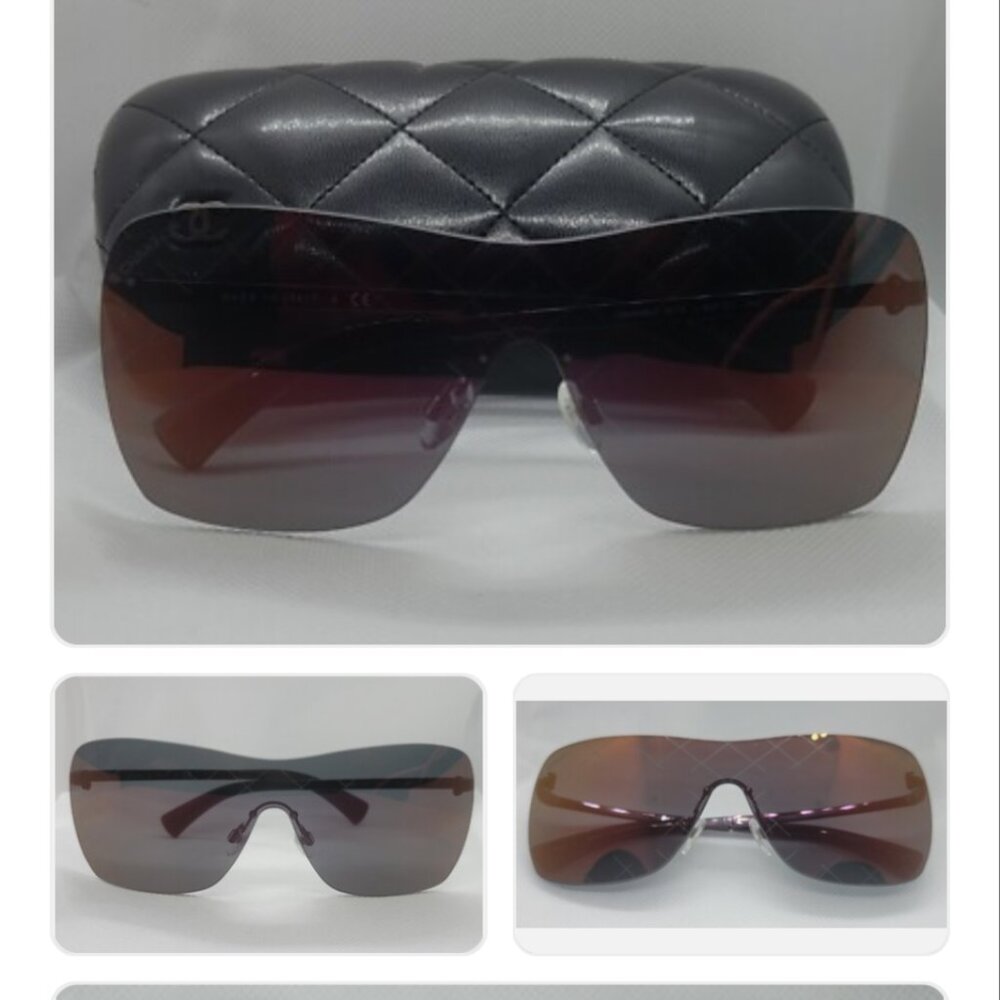 CHANEL CH4215 c.467/C1 QUILTED MIRRORED CROSSHATCH RUNWAY sunglasses EUC